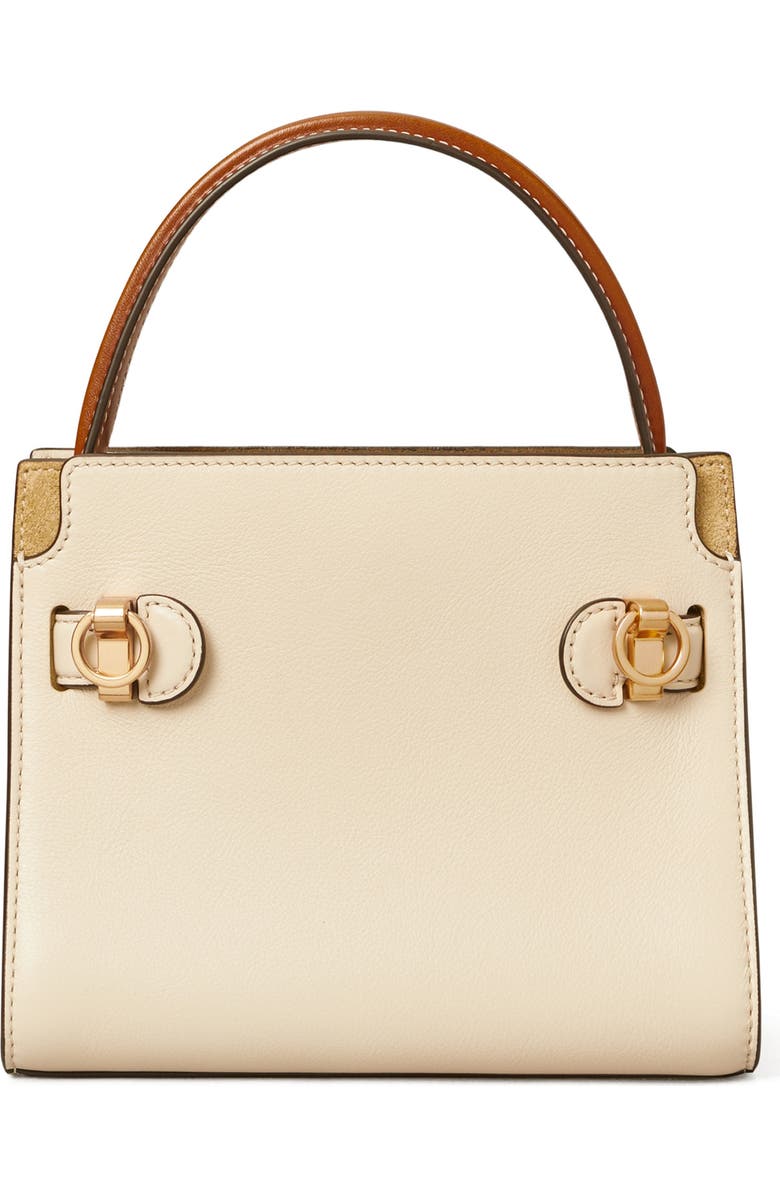 Tory Burch Lee Radziwill Petite Leather Double Bag, Alternate, color, New Cream