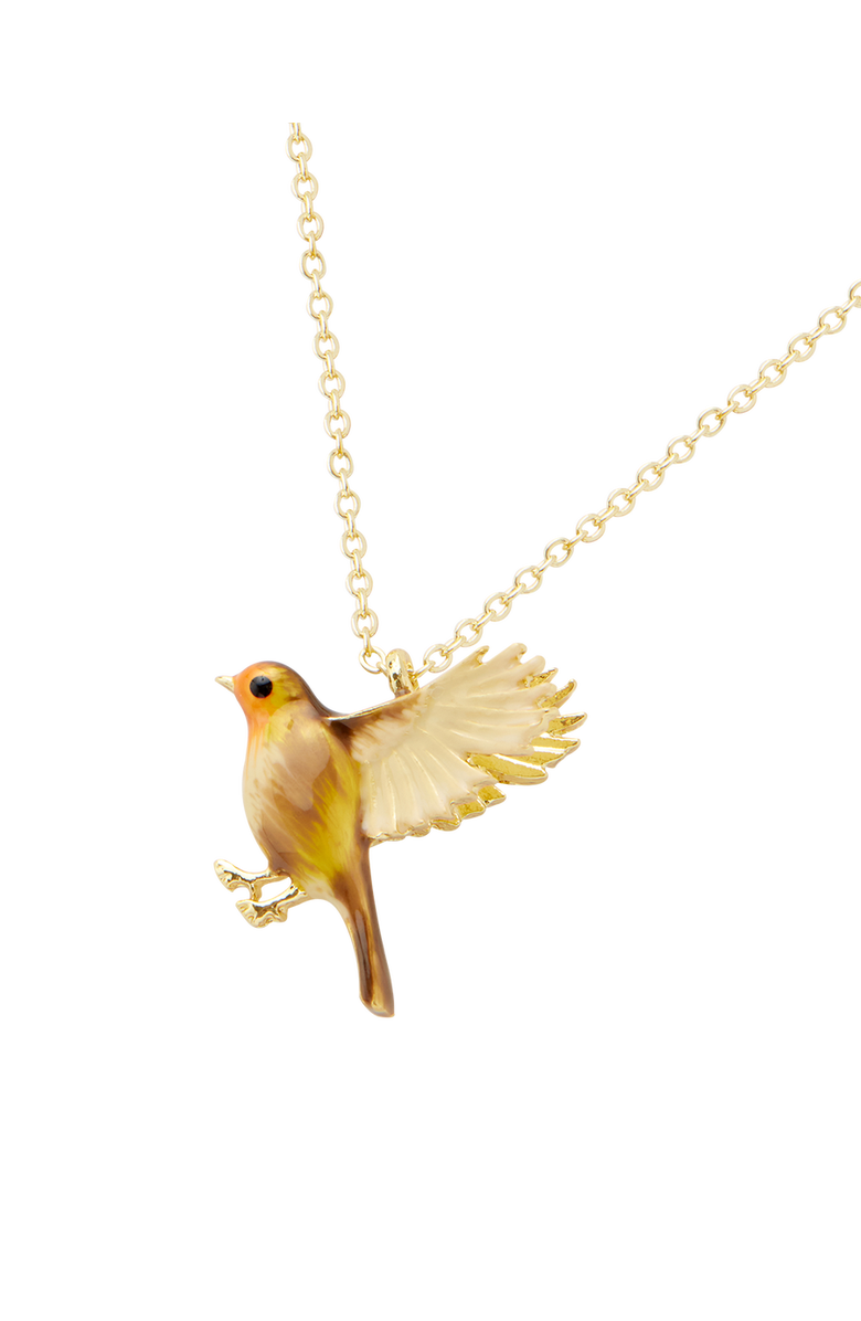 Fable England Flying Robin Enamel  Necklace, Main, color, Multi & Gold
