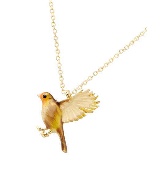 Flying Robin Enamel  Necklace