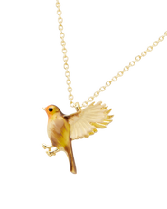 Fable England Flying Robin Enamel Necklace