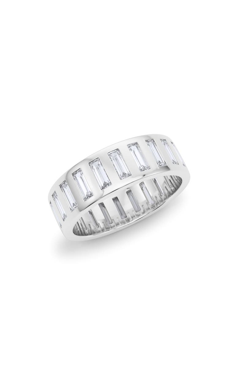 HauteCarat Men's Baguette Lab Created Diamond Eternity Band Ring, Main, color, White Gold