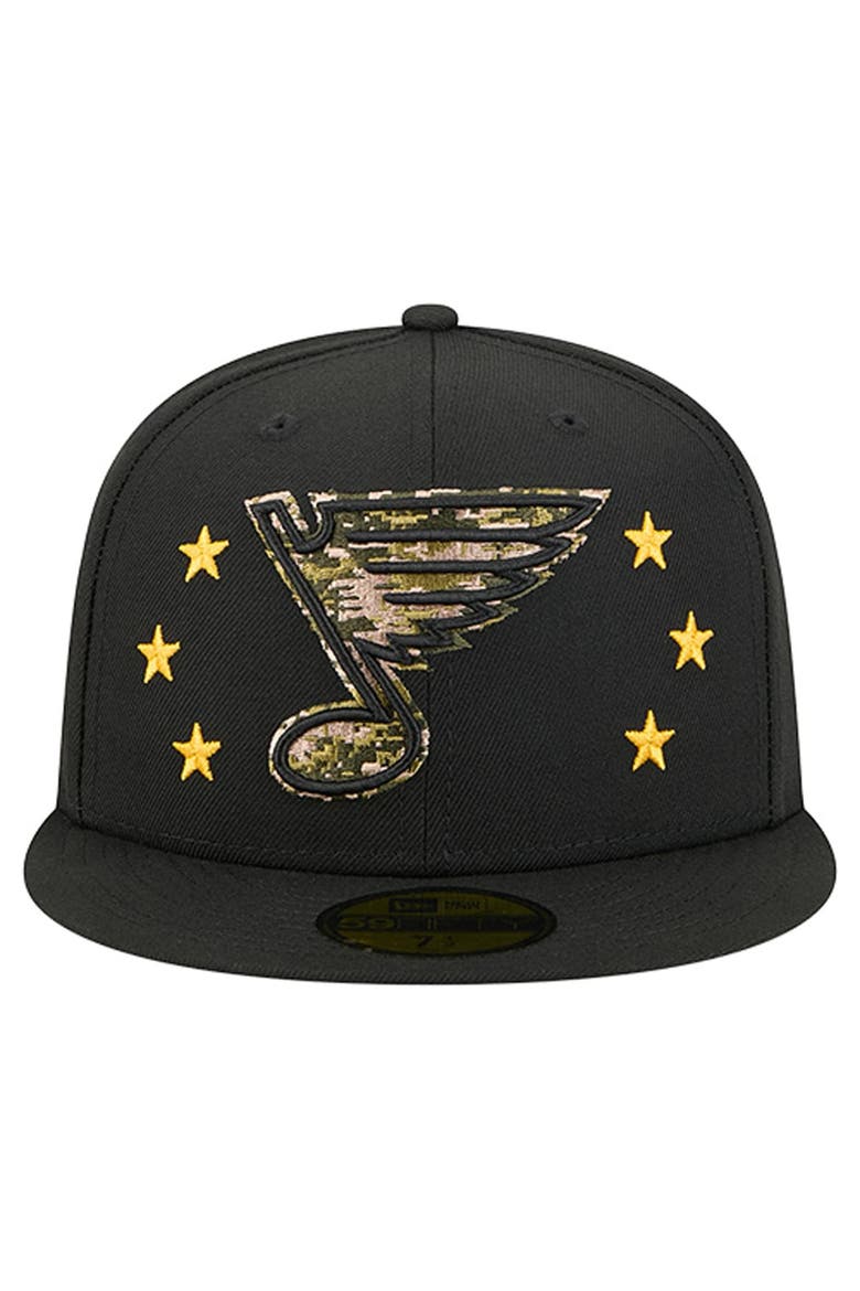 Men's New Era  Black St. Louis Blues Military Appreciation Digital Camo Stars 59FIFTY Fitted Hat, Alternate, color, Black