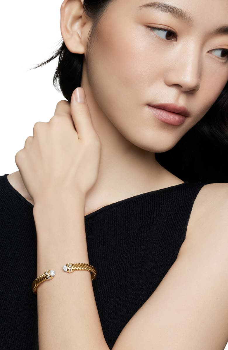 David Yurman Renaissance<sup>®</sup> Oval Cablespira Bracelet in 18K Yellow Gold with Diamonds, 7mm, Alternate, color, 18K Yellow Gold