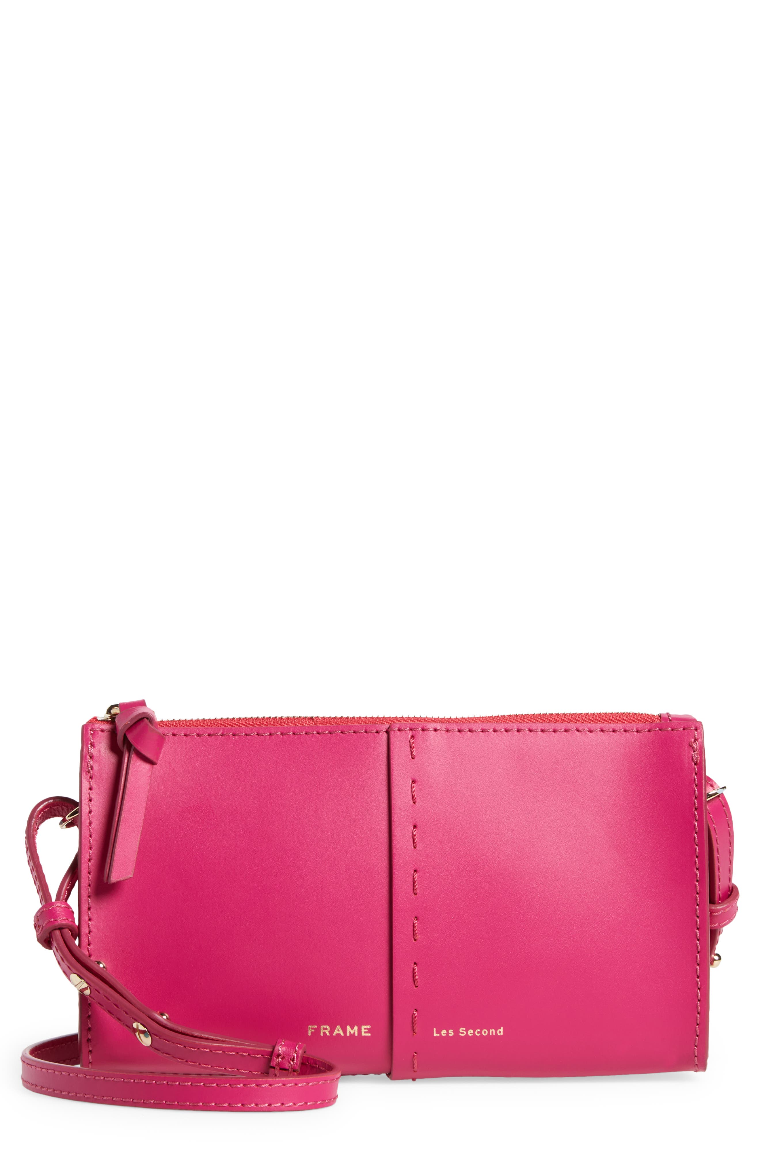 Les Second Leather Crossbody Wallet (Nordstrom Exclusive), Main, color, FUCHSIA