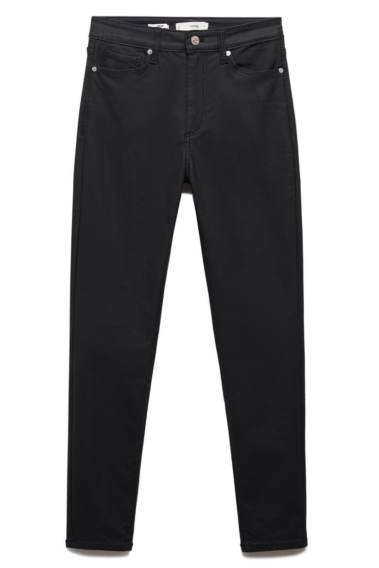 Waxed High Waist Skinny Jeans, Alternate, color, BLACK