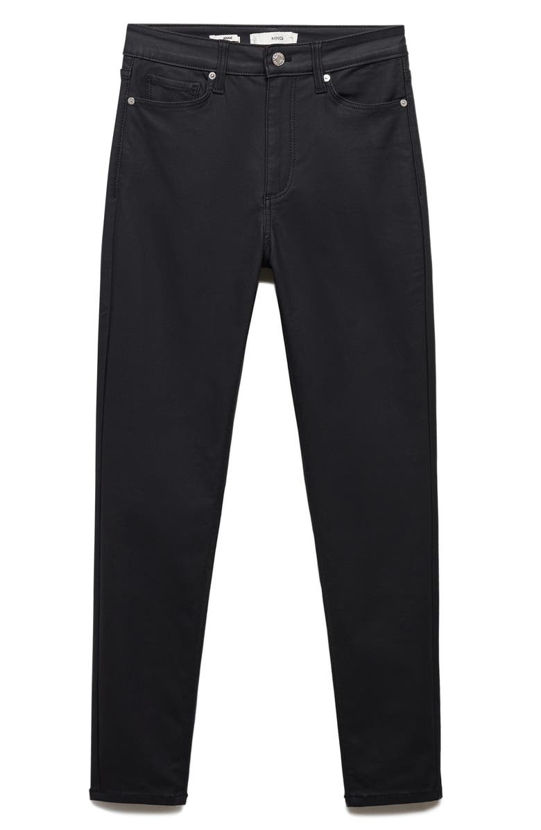 MANGO Waxed High Waist Skinny Jeans, Alternate, color, 
