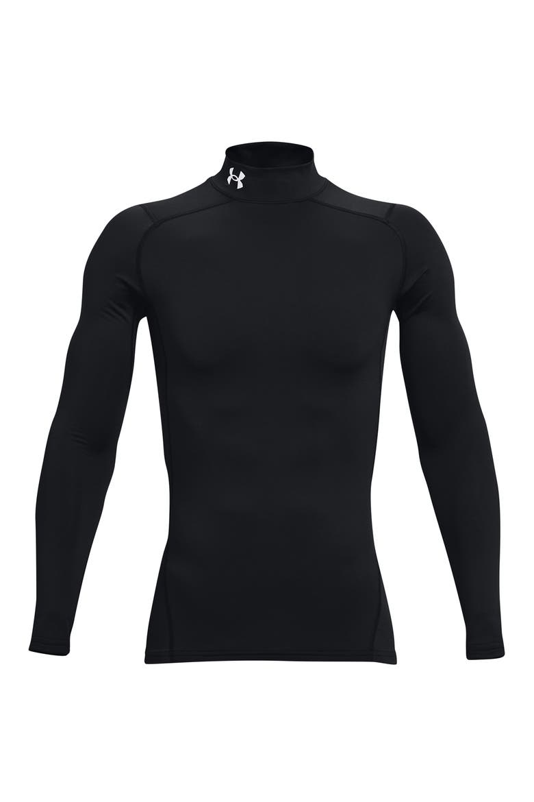CG Armour Compression Mock Neck Performance Top, Alternate, color, BLACK/ WHITE