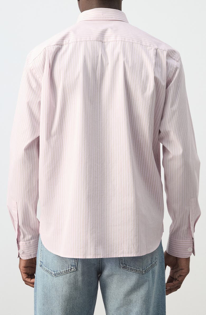 MANGO Relaxed Fit Stripe Cotton Button-Up Shirt, Alternate, color, Pastel Pink