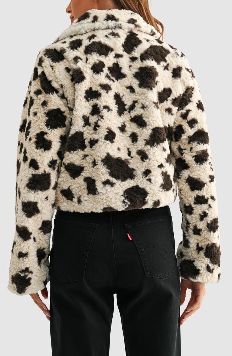 All in Favor Animal Print High Pile Fleece Jacket, Alternate, color, Cream Chocolate