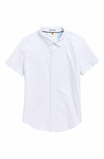 DENIM AND FLOWER Kids' Polka Dot Short Sleeve Button-Up Shirt