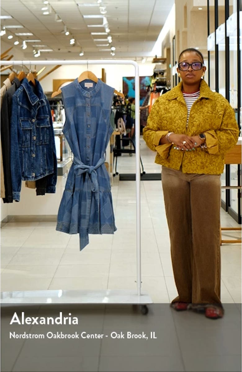 Elly Patchwork Denim Mini Shirtdress, sales video thumbnail