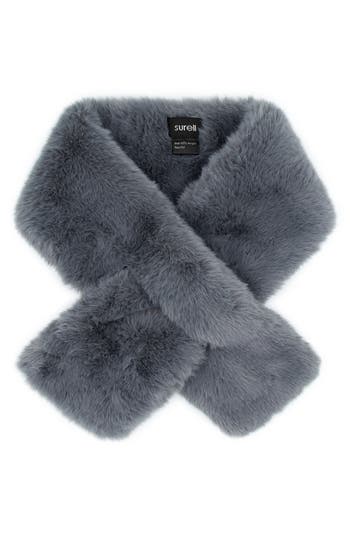 Surell Faux Fur Pull-through Scarf In Gray