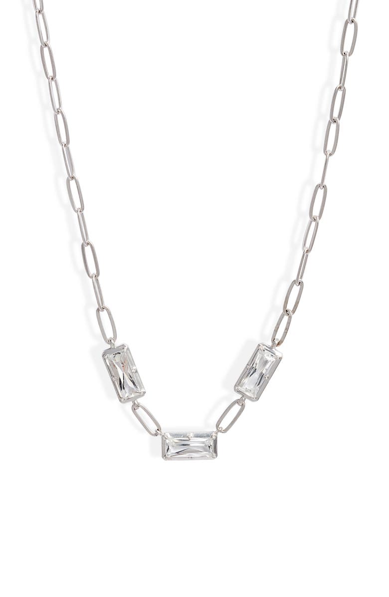 Anzie Cléo Melia White Topaz Station Necklace, Main, color, White Silver