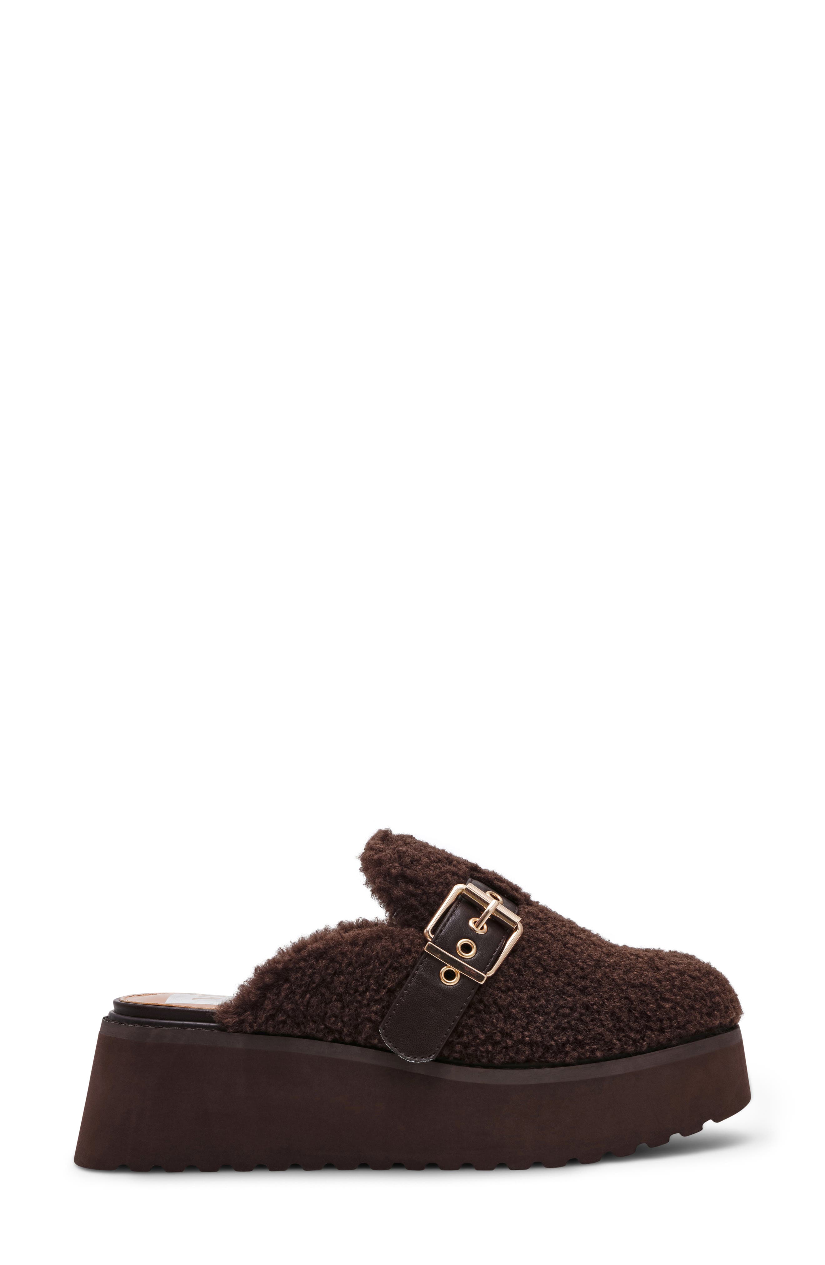 DV by Dolce Vita Cozy Faux Shearling Platform Clog, Alternate, color, Brown