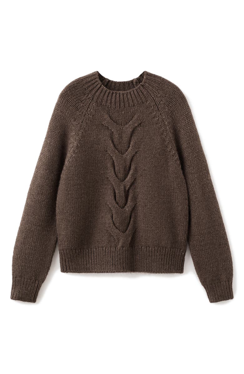 MANGO Nolita Mock Neck Cable Sweater, Alternate, color, Brown