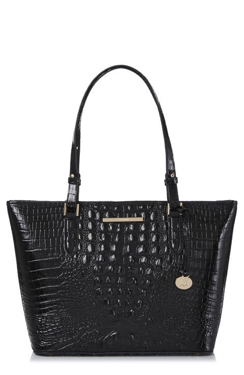 Medium Asher Croc Embossed Leather Tote