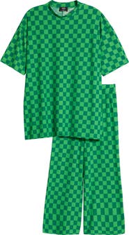 Dressed in Lala Lex Ribbed Oversize T-Shirt & High Waist Crop Pants Set