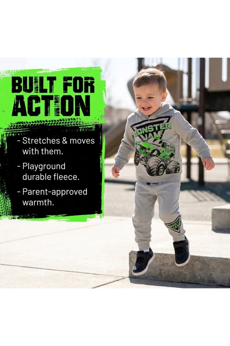 Fleece 2-Piece Hoodie and Pants Set, Alternate, color, Grey Grave Digger