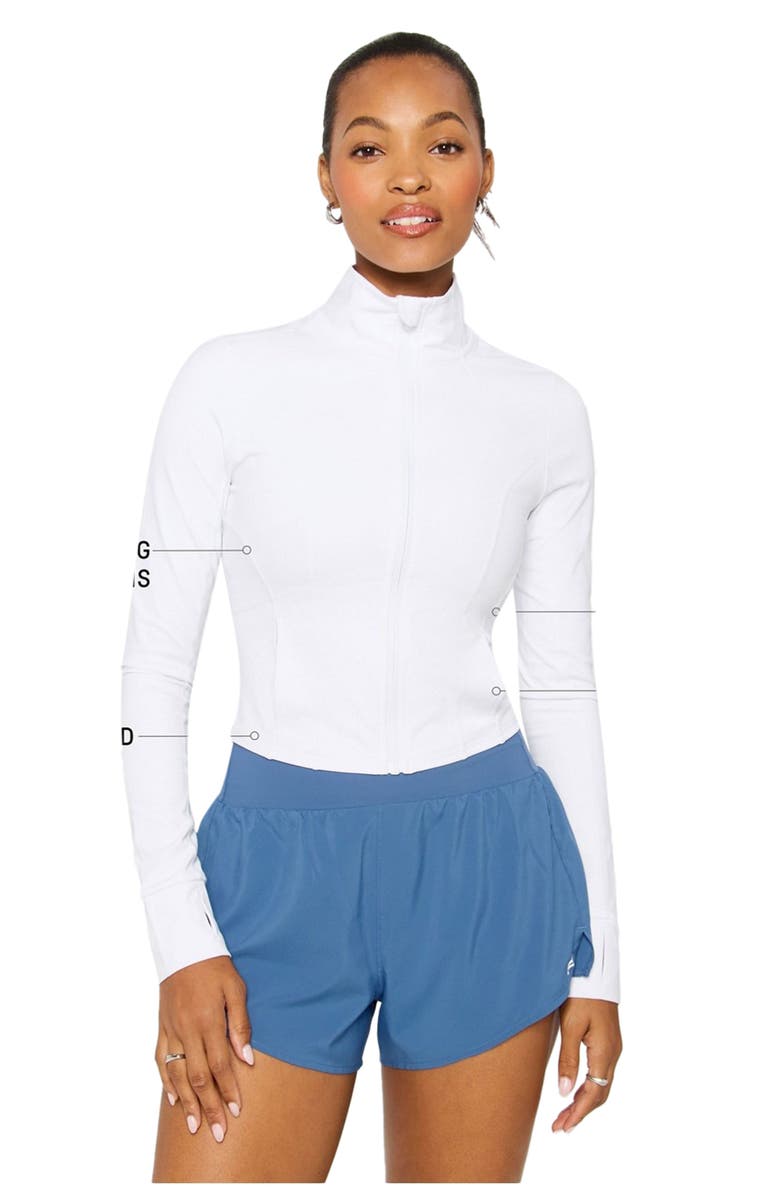 Fabletics Perfect Storm Cropped Train Jacket, Alternate, color, Classic White