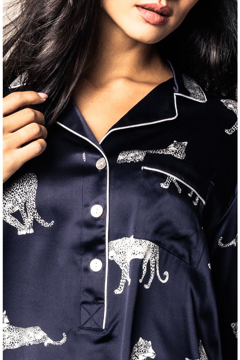 Panthre de Nuit Silk Nightshirt, Alternate, color, NAVY