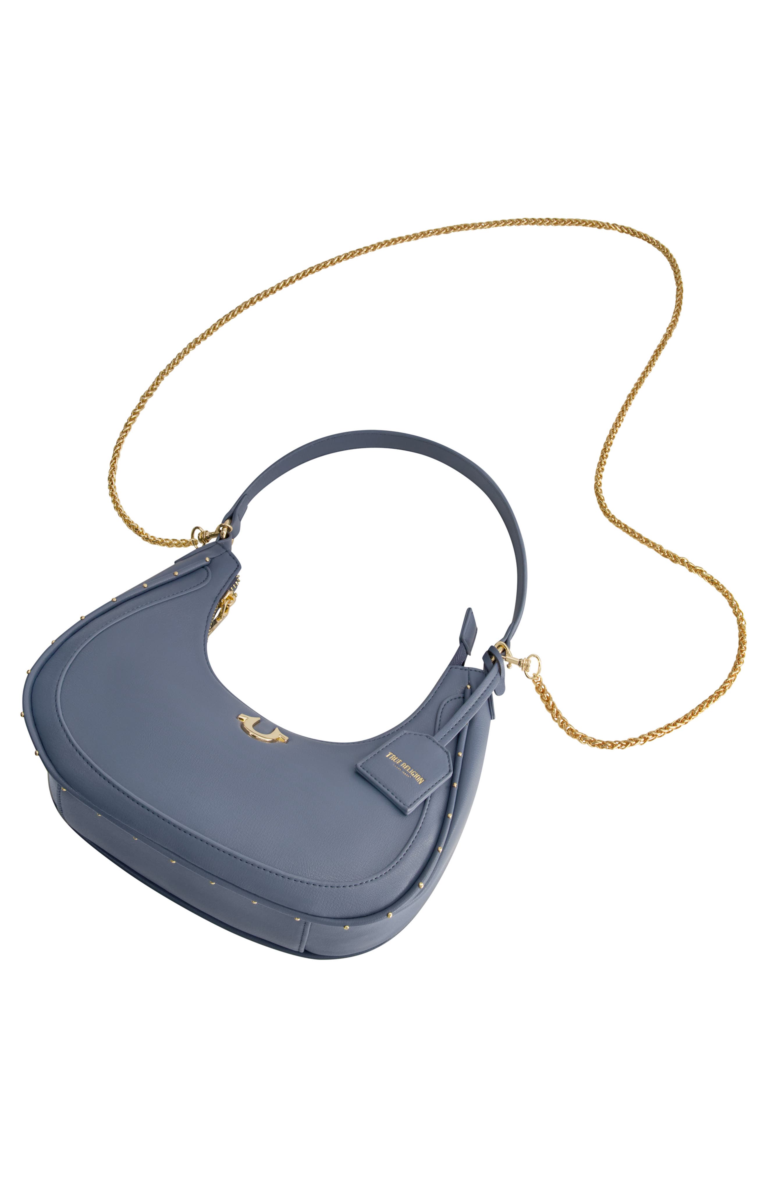 Zip Top Crescent Hobo Bag, Alternate, color, BLUE