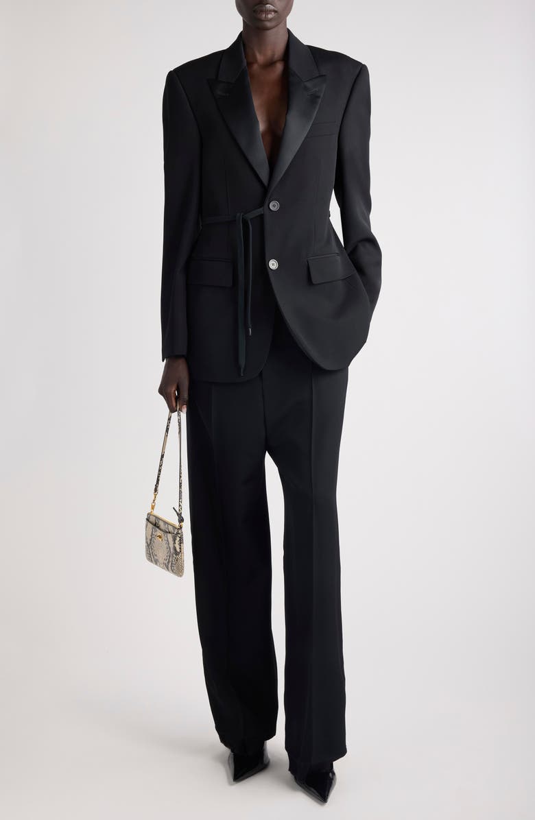 Balenciaga Wool Tuxedo Pants, Alternate, color, Black