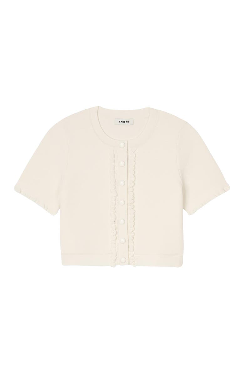 SANDRO Ruffled cardigan, Alternate, color, 