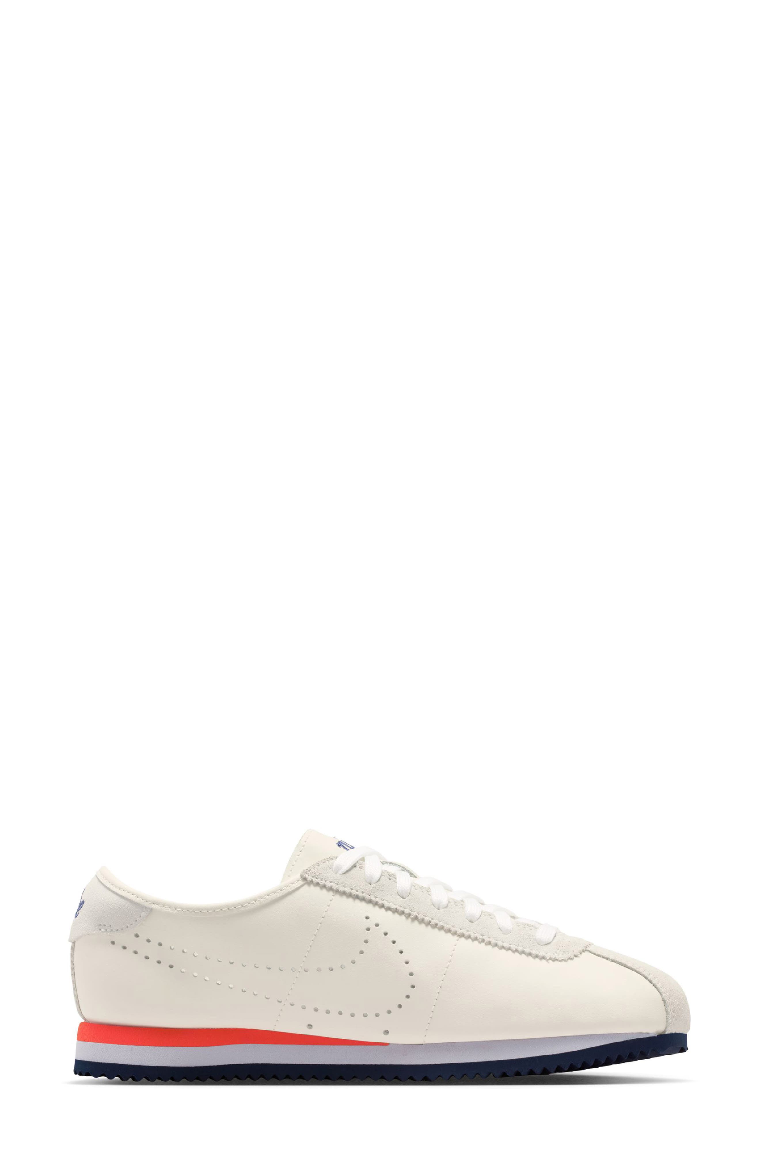 Cortez Leather Sneaker, Alternate, color, 101 SAIL/MNNAVY