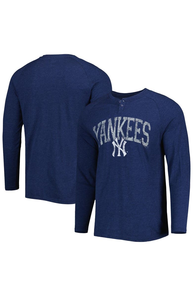CONCEPTS SPORT Men's Concepts Sport Navy New York Yankees Inertia Raglan Long Sleeve Henley T-Shirt, Main, color,