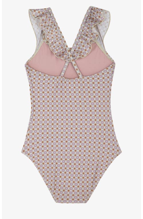 Gottex Kids Vacation Mode Square Neck Ruffle One Piece In Pink