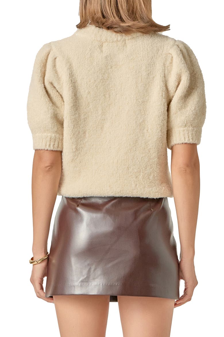 Puff Sleeve Bouclé Sweater, Alternate, color, CREAM