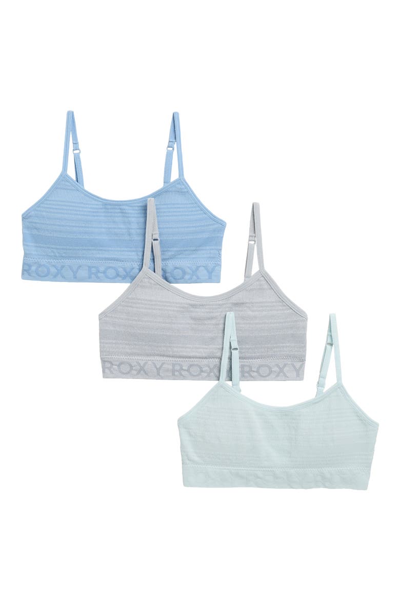 Kids' Assorted 3-Pack Textured Bralettes, Main, color, ACID WASH/ LIGHT HEA/ SEA SALT