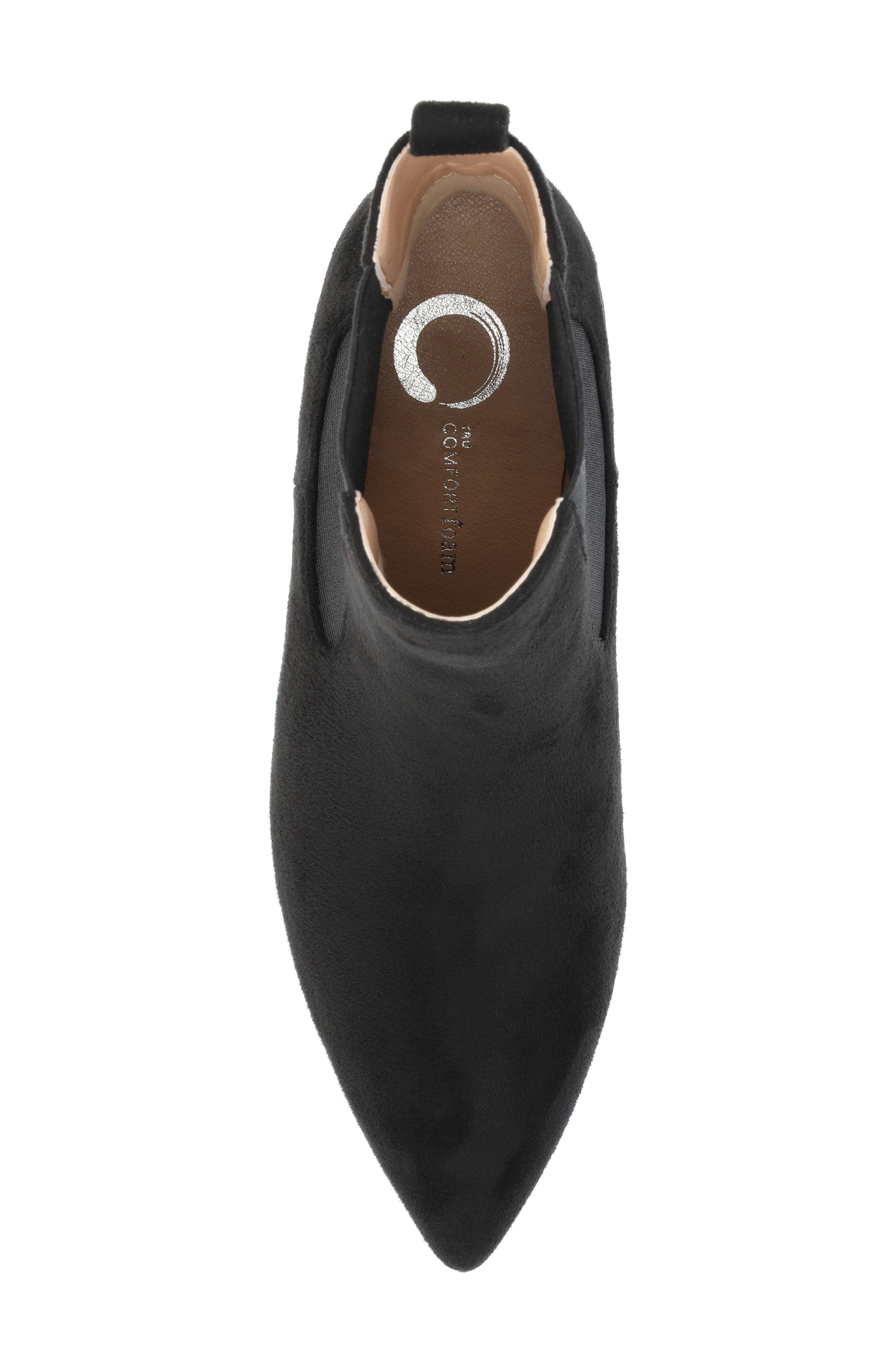 Journee Collection Pointed-Toe Vegan Leather Bootie, Alternate, color, Black