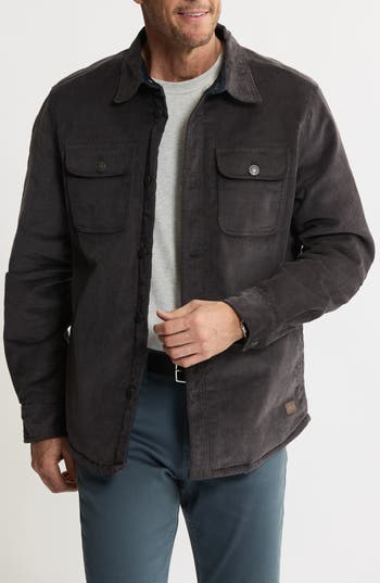 Jachs Stretch Cotton Corduroy Faux Shearling Lined Jacket In Gray