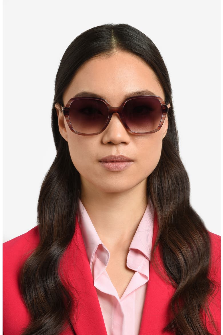 57mm ellery butterfly sunglasses, Alternate, color, PINK HORN