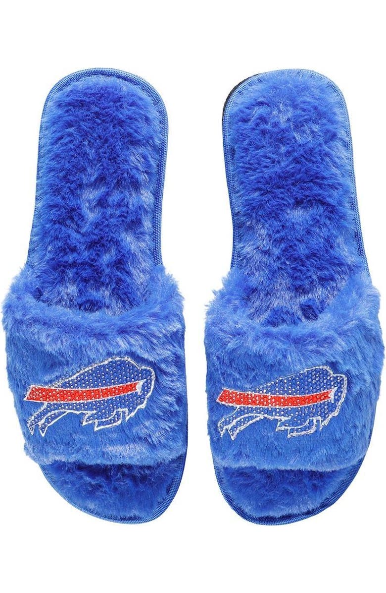 FOCO Women's FOCO Royal Buffalo Bills Rhinestone Fuzzy Slippers, Main, color,