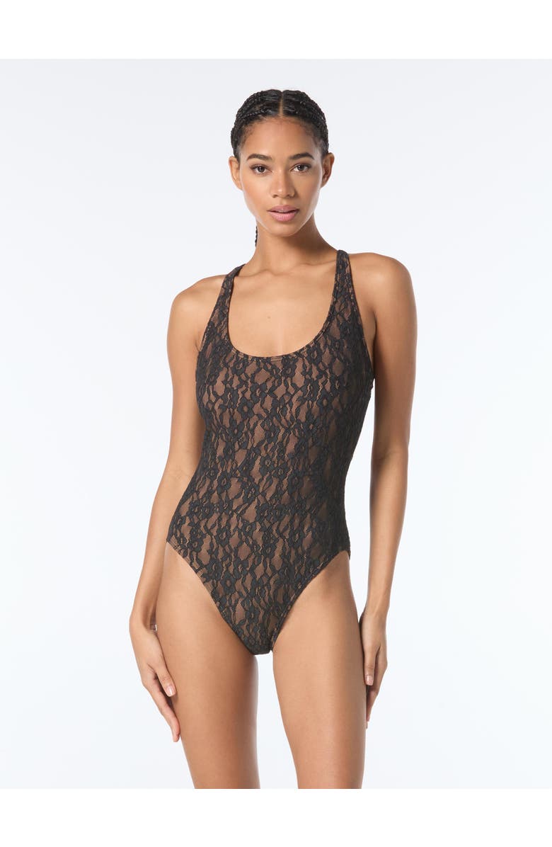 MICHAEL Michael Kors Lace Up Cross Back One Piece, Main, color, 