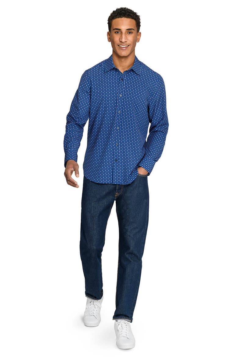 Slim Fit Diamond Dot Performance Long Sleeve Shirt, Alternate, color, NAVY/PURPLE