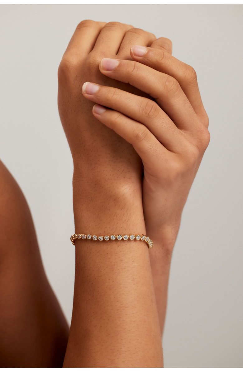 Electric Picks Jewel Bezel Tennis Bracelet - Silver, Alternate, color, Silver