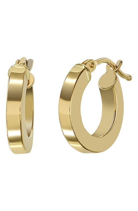 14k Gold Square Tube Huggie Hoop Earrings