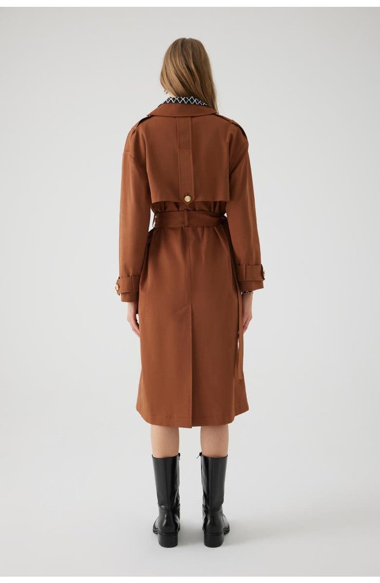 Exquise Aisha Belted Trenchcoat, Alternate, color, Camel