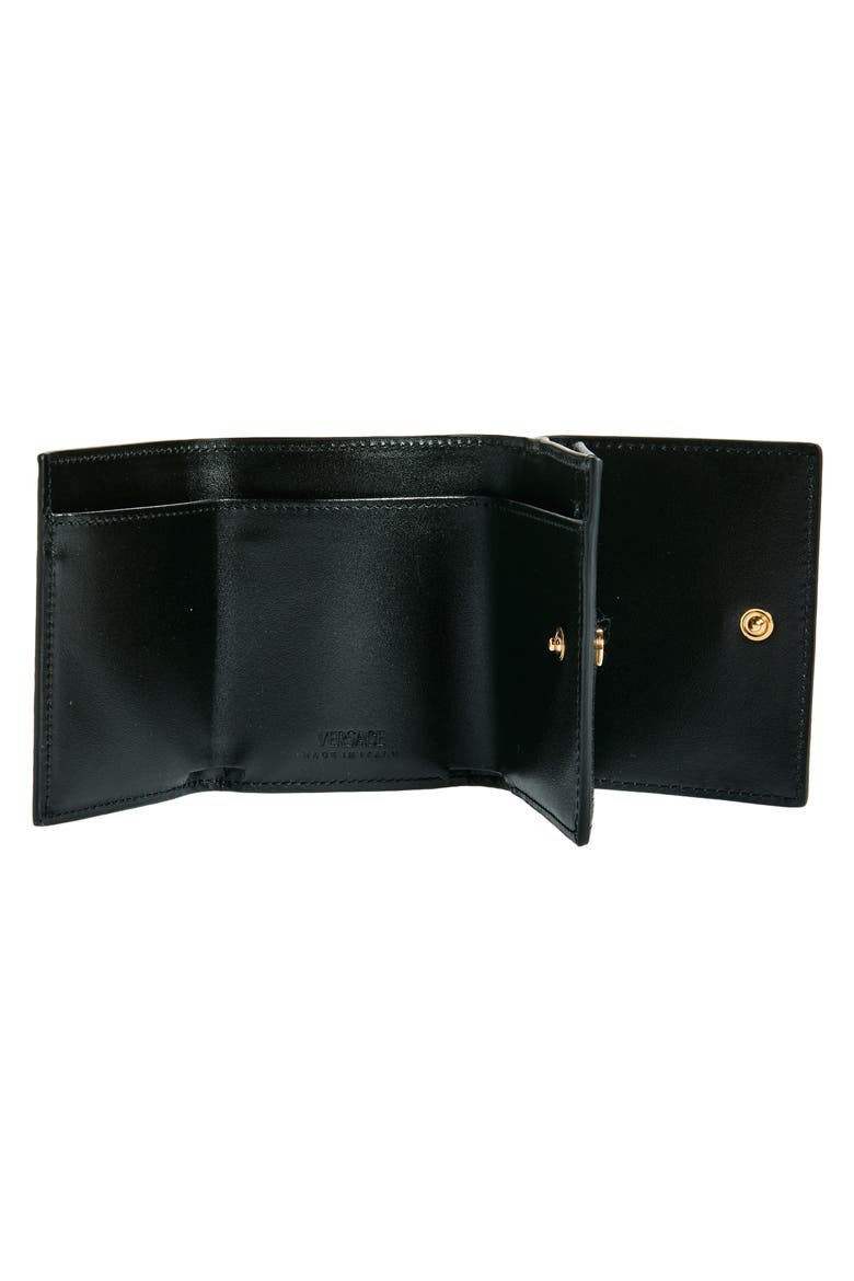 Medusa Leather Trifold Wallet, Alternate, color, BLACK VERSACE GOLD