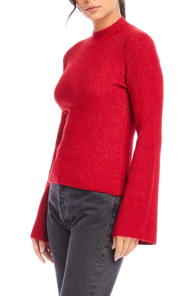 FIFTEEN TWENTY Brielle Flare Sleeve Mock Neck Sweater, Alternate, color, Red