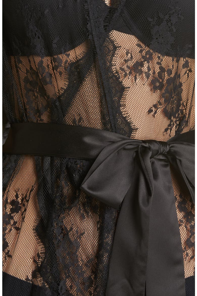 Saria Sheer Lace Robe, Alternate, color, BLACK