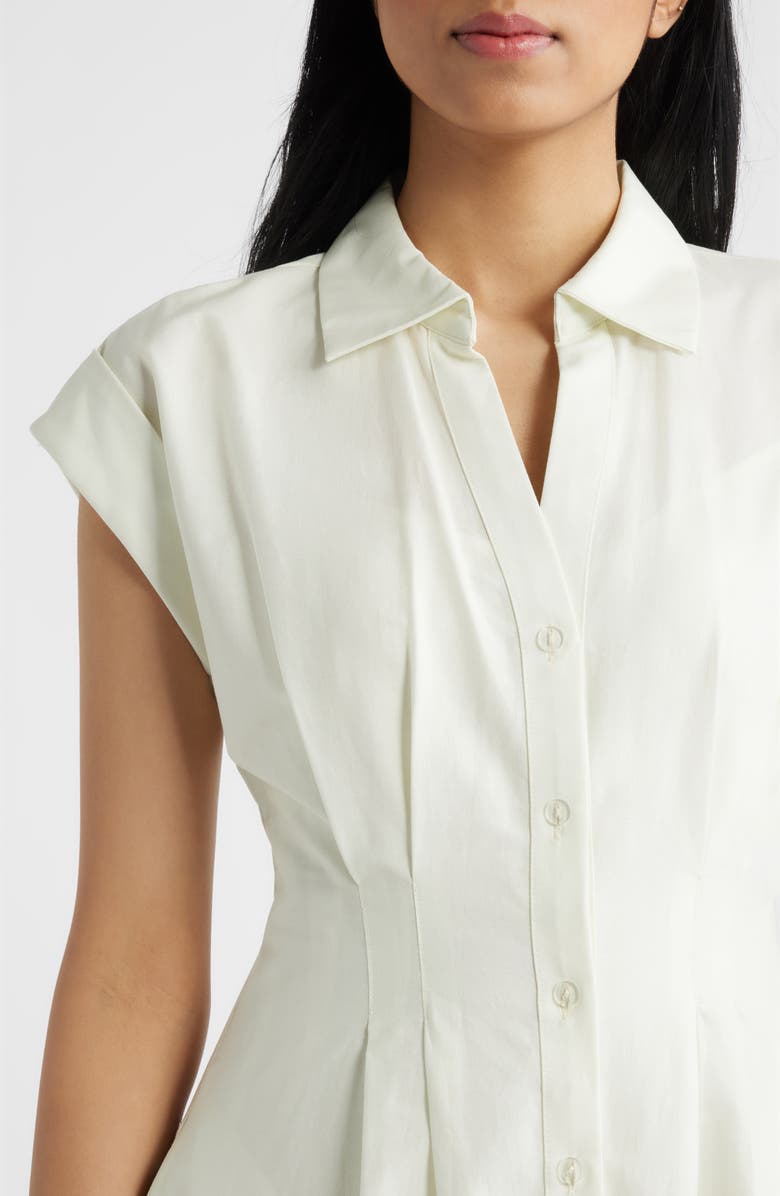 Julia Jordan Floral Placement Pleated Stretch Cotton Midi Shirtdress, Alternate, color, Ivory Multi