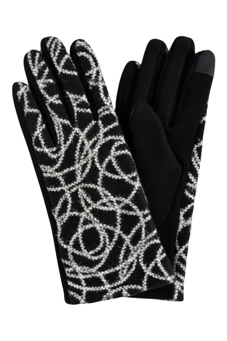 Yarn Patterned Touchscreen Gloves, Main, color, BLACK