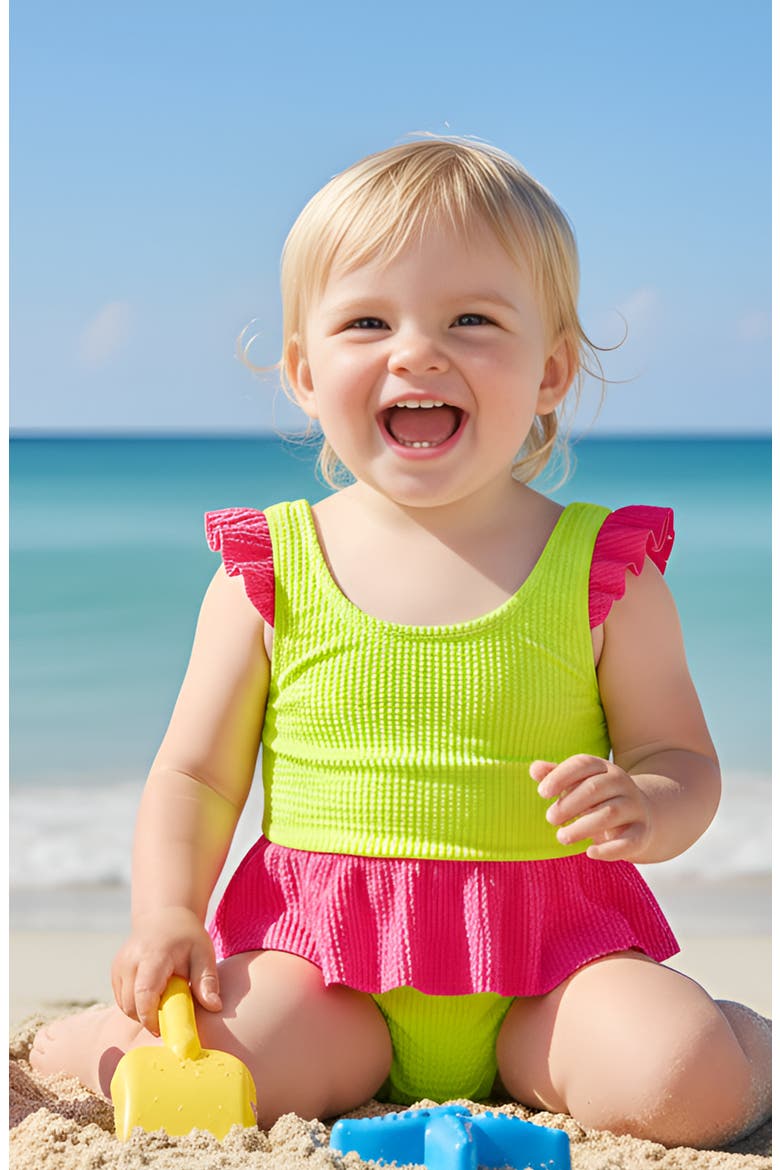 Infant Crinkle Ruffle Bikini, Alternate, color, Lime