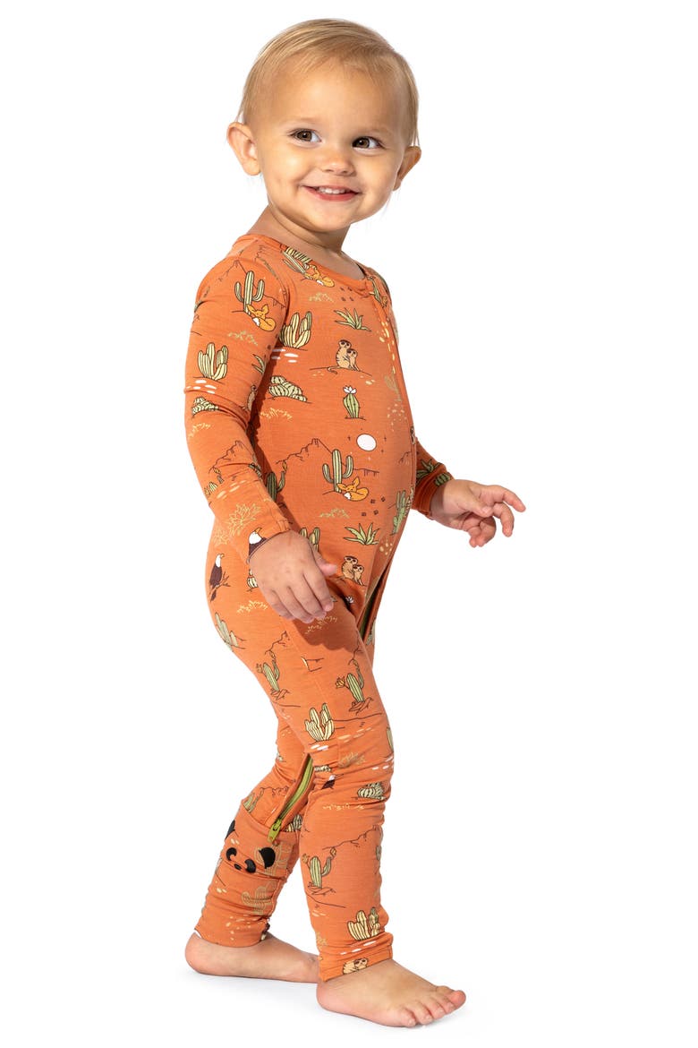 Kids' Desert Fitted One-Piece Convertible Pajamas, Alternate, color, ORANGE