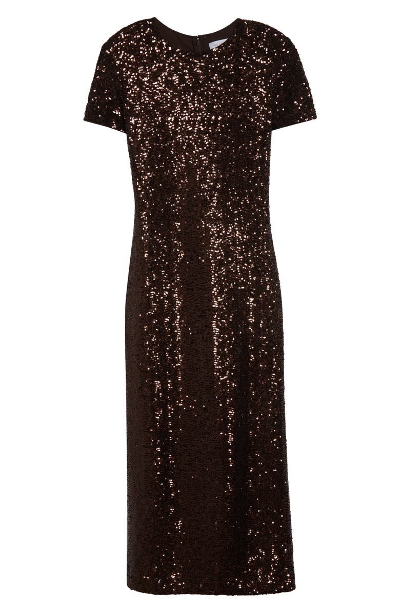 Michael Kors Collection Sequin Midi T-Shirt Dress, Alternate, color, Chocolate