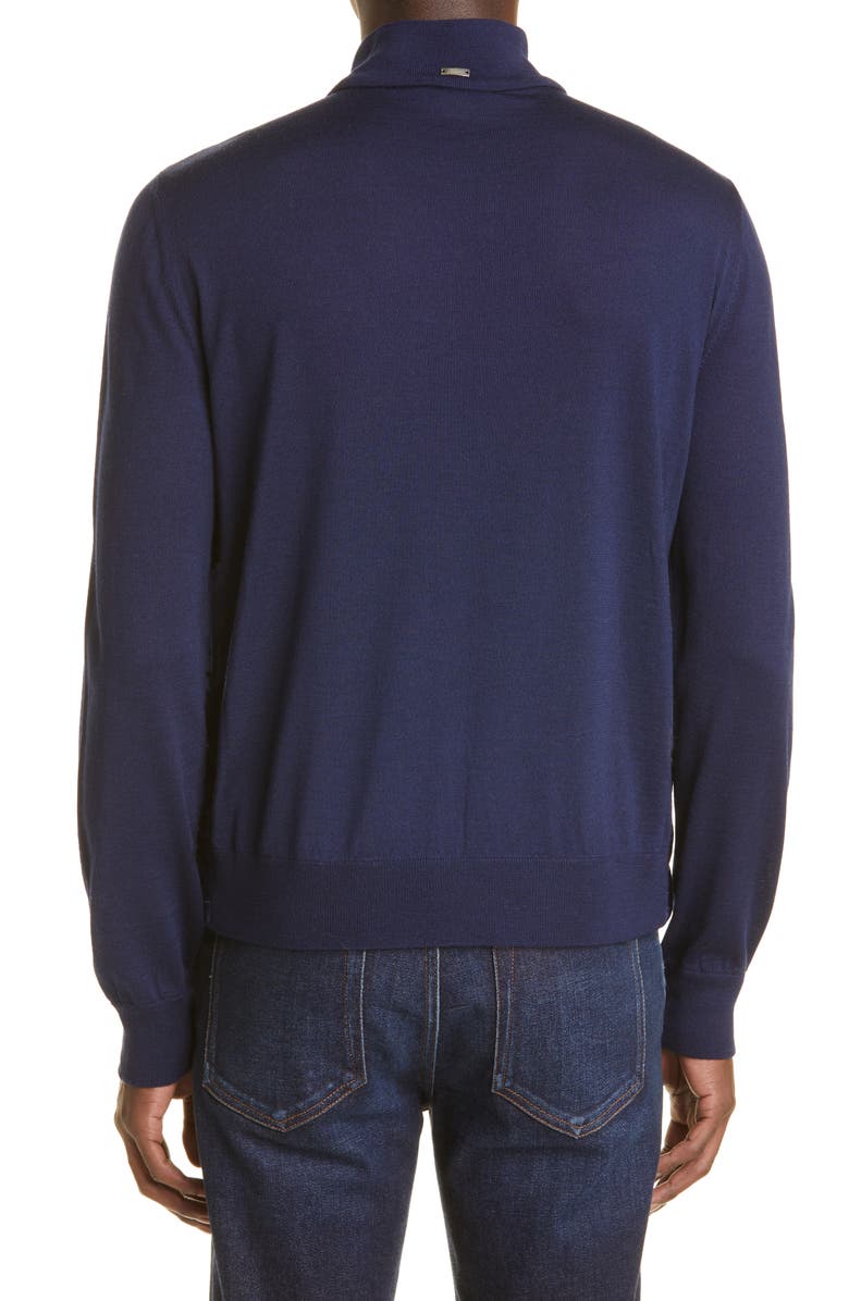 Herno Quilted Down Front Wool & Silk Cardigan, Alternate, color, 